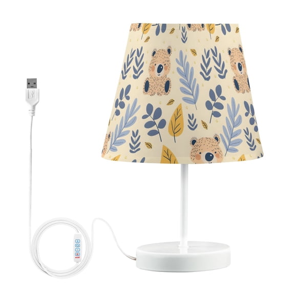 LED Desk Lamp Cute Bear and Leaves Table Nightstand Lamps with 3 Color Temperatures for Home Bedroom Living Room Decor 8x12