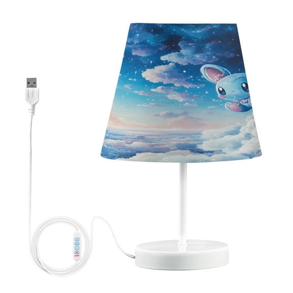 LED Desk Lamp Cute Blue Mouse in Sky Table Nightstand Lamps with 3 Color Temperatures for Home Bedroom Living Room Decor 8x12