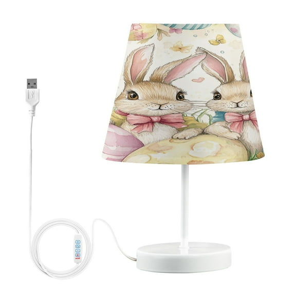 LED Desk Lamp Cute Bunnies and Easter Eggs Table Nightstand Lamps with 3 Color Temperatures for Home Bedroom Living Room Decor 8x12