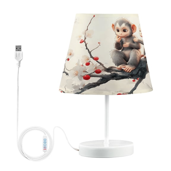 LED Desk Lamp Cute Monkeys on Flower Branch Table Nightstand Lamps with 3 Color Temperatures for Home Bedroom Living Room Decor 8x12