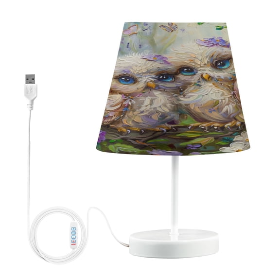 LED Desk Lamp Cute Owls in Forest Table Nightstand Lamps with 3 Color Temperatures for Home Bedroom Living Room Decor 8x12