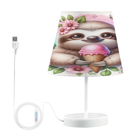 LED Desk Lamp Cute Sloth with Ice Cream Table Nightstand Lamps with 3 Color Temperatures for Home Bedroom Living Room Decor 8x12