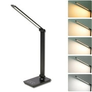 LED Desk Lamp Dimmable Table Lamp Reading Lamp with USB Charging Port, 5 Lighting Modes, Sensitive Control, 30/60 Minutes Timer Slide brightness adjustment