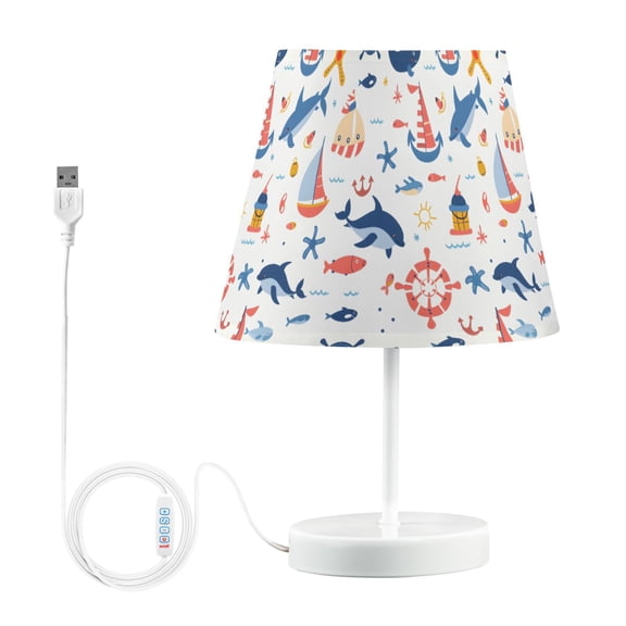 LED Desk Lamp Dolphin Sailboat Starfish Fish Table Nightstand Lamps with 3 Color Temperatures for Home Bedroom Living Room Decor 8x12