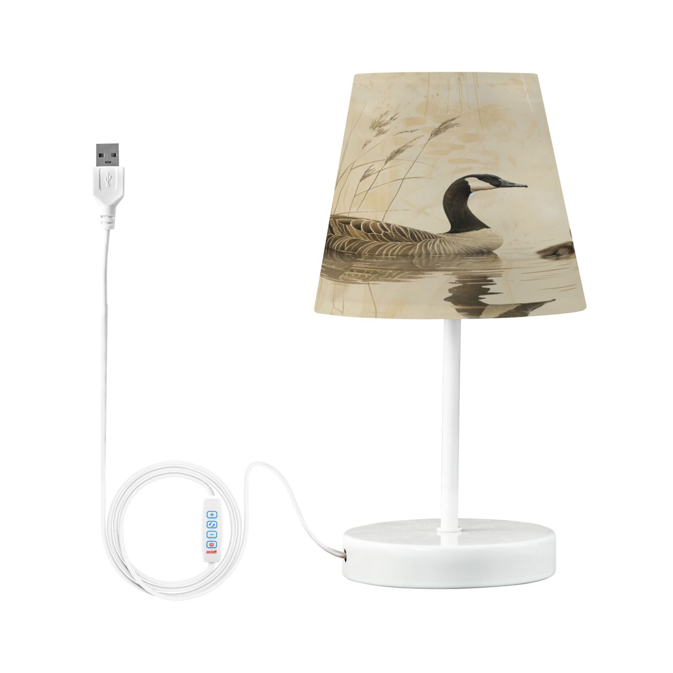 LED Desk Lamp Elegant Goose with Goslings Swimming Table Nightstand Lamps with 3 Color Temperatures for Home Bedroom Living Room Decor 6x11