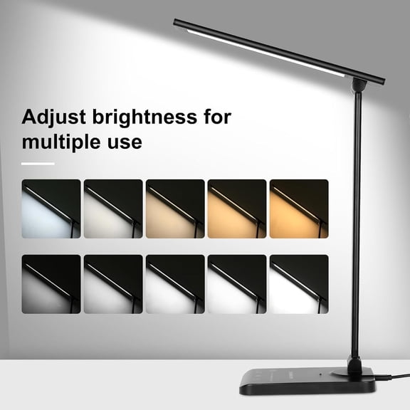LED Desk Lamp, Eye-Caring s with 5 Brightness Levels & 5 Lighting Modes, 45 Min Auto Timer, Touch Control and Memory Function, Dimmable Home Office Study Reading Desk Light,Black