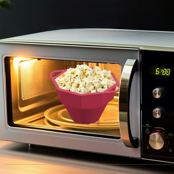 Silicone Popcorn Bowl Microwave Safe | Foldable Food Grade Bucket With Lid, Double Handles, High Heat Resistant | 29x22.5cm | Easy Clean, Multiple Colors