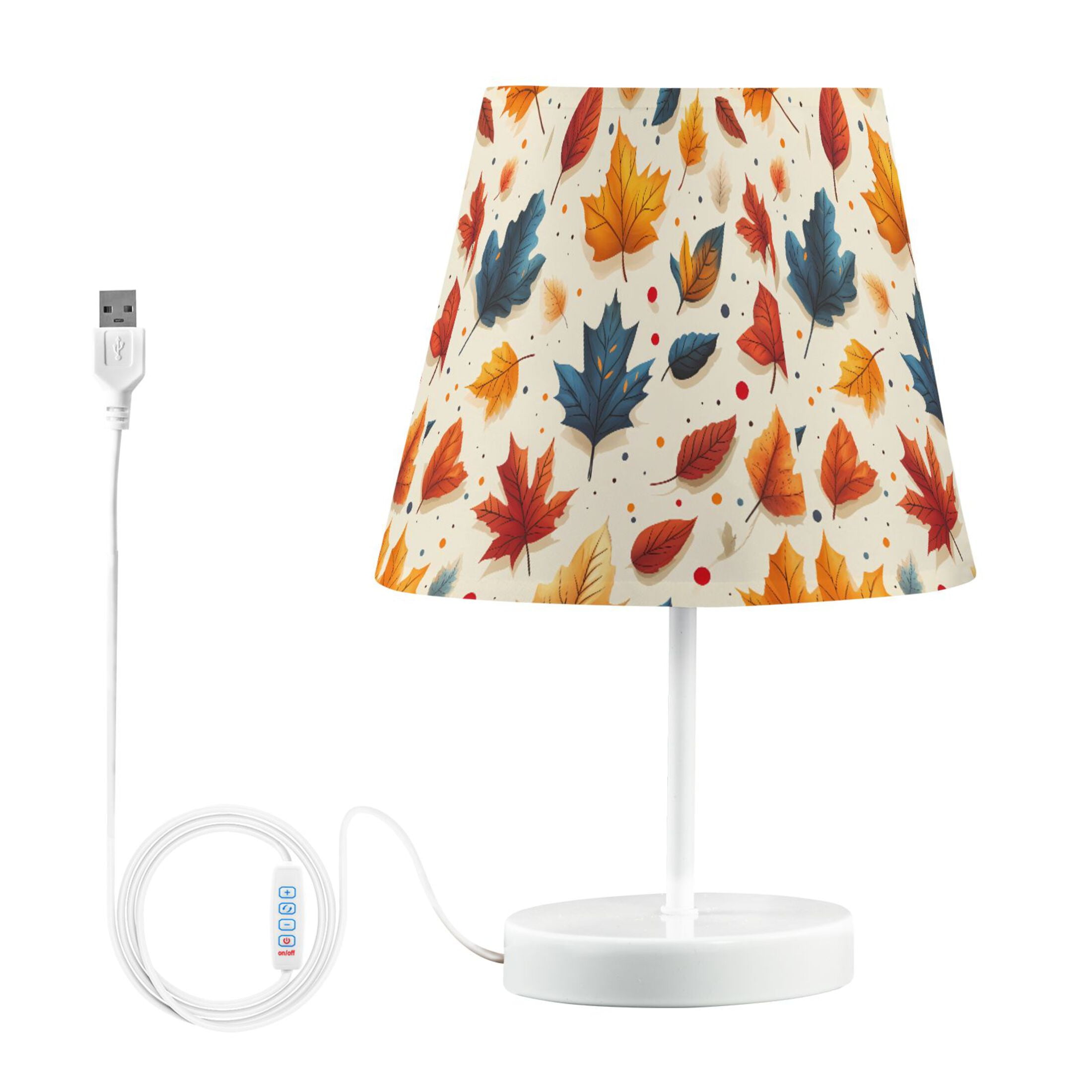 LED Desk Lamp Fall Leaf and Dots Table Nightstand Lamps with 3 Color ...