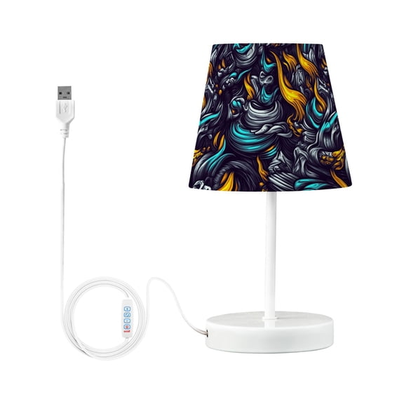 LED Desk Lamp Fierce Fire and Smoke Table Nightstand Lamps with 3 Color Temperatures for Home Bedroom Living Room Decor 6x11