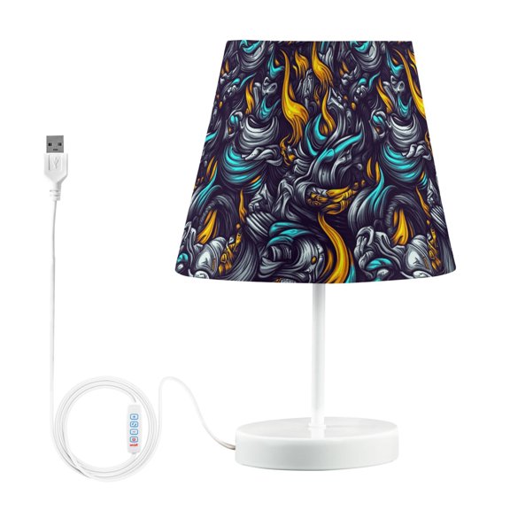 LED Desk Lamp Fierce Fire and Smoke Table Nightstand Lamps with 3 Color Temperatures for Home Bedroom Living Room Decor 8x12