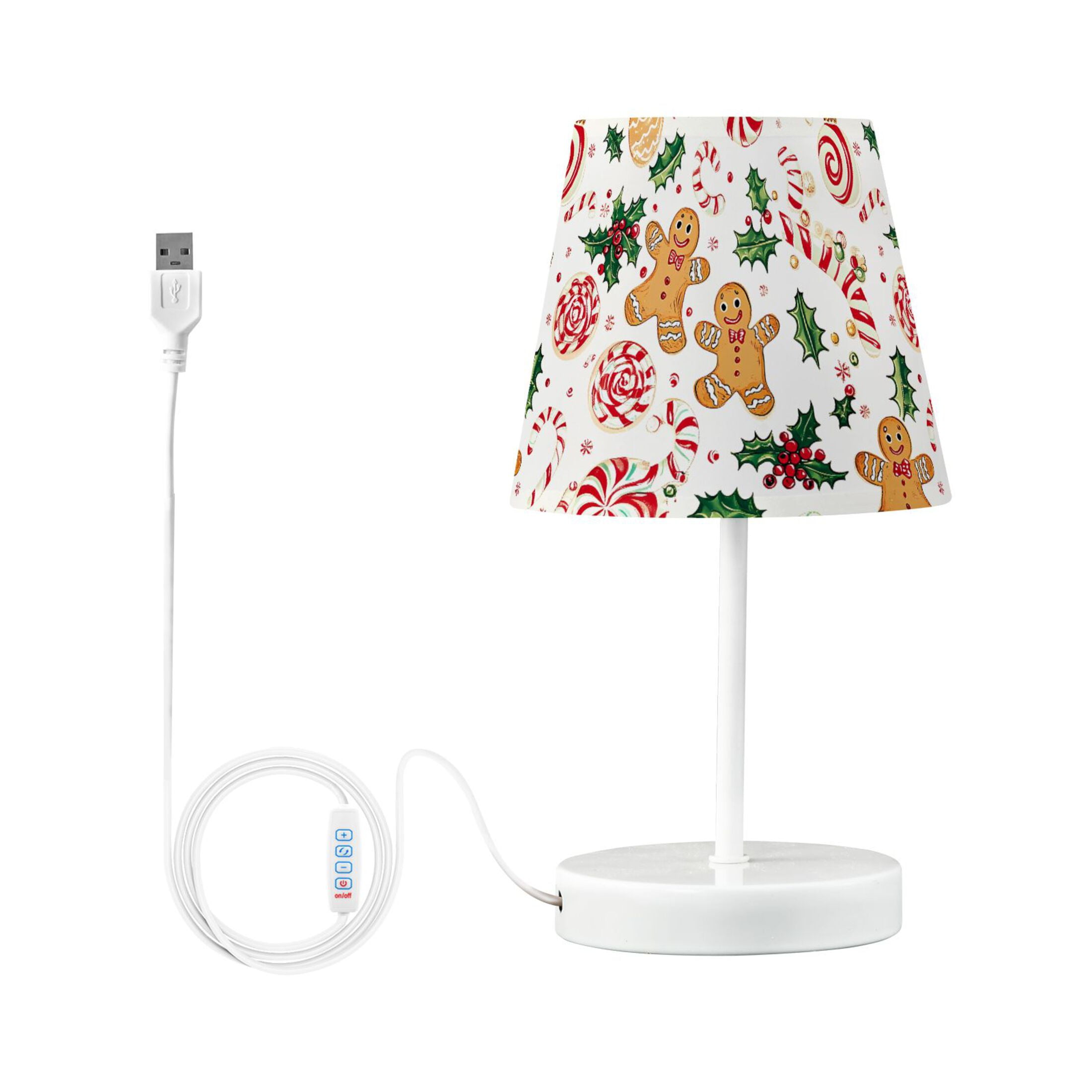 LED Desk Lamp Gingerbread Men Holly Leaves Table Nightstand Lamps with 3 Color Temperatures for Home Bedroom Living Room Decor 6x11