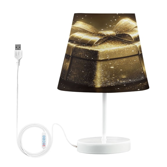 LED Desk Lamp Golden Gift Box Table Nightstand Lamps with 3 Color Temperatures for Home Bedroom Living Room Decor 8x12