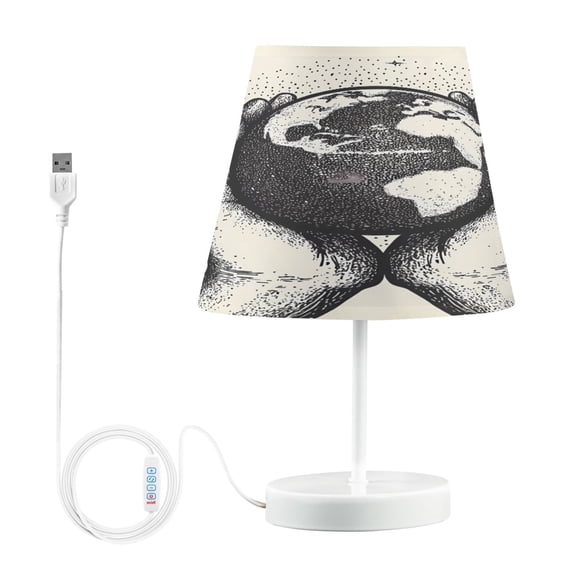 LED Desk Lamp Hands Holding Planet Earth Table Nightstand Lamps with 3 Color Temperatures for Home Bedroom Living Room Decor 8x12