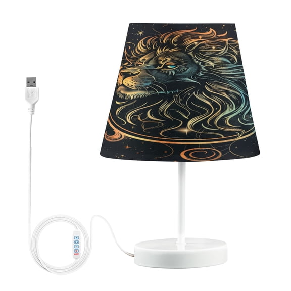 LED Desk Lamp Handsome Lion Head Table Nightstand Lamps with 3 Color Temperatures for Home Bedroom Living Room Decor 8x12