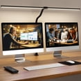 thumbnail image 1 of LED Desk Lamp for Home Office, 24W Remote Control Computer Desk Light Bright Desktop Lamp Multi Lighting Modes Dimmable Clamp Desk Lighting for Work with Adjustable Gooseneck, Double Head,Black, 1 of 9