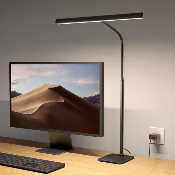 LED Desk Lamp for Home Office, Eye-Caring Desk Light with Base, Touch Control Colors Dimmable Brightness, Gooseneck Architect Lamp for Computer Monitor Reading Workbench,