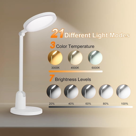 LED Desk Lamp for Home Office,Eye-Caring Dimmable Table Lamp,Portable lamp with 3-Speed Timing and Touch Control,Desktop Light for Reading,Dorm Study,Work,Bedroom,Sewing,Nail