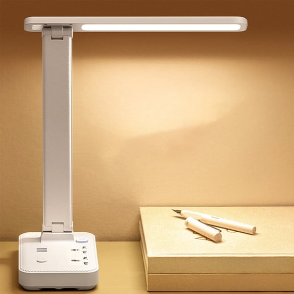 LED Desk Lamp for Home Office, Eye-Caring Light with USB Charging Port, Adjustable Swing Arm,Pull-Out Phone Holder,for Reading, Bedroom & Small Desks,Office,Dorm