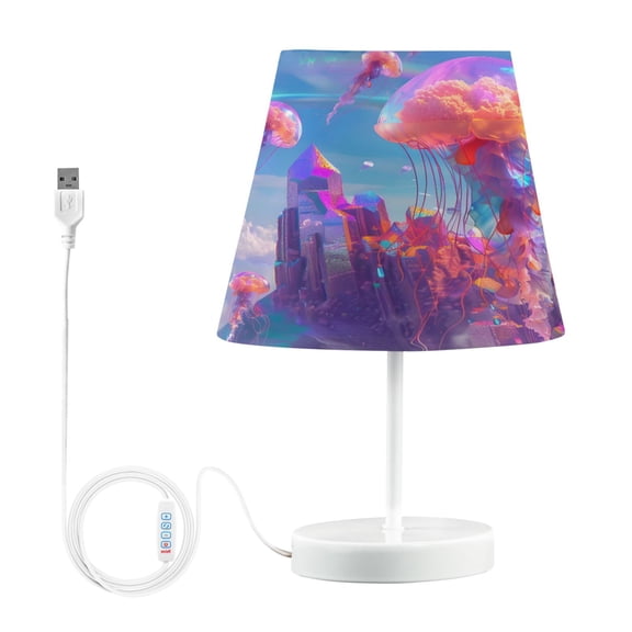 LED Desk Lamp Jellyfish Flying and Rainbow Table Nightstand Lamps with 3 Color Temperatures for Home Bedroom Living Room Decor 8x12