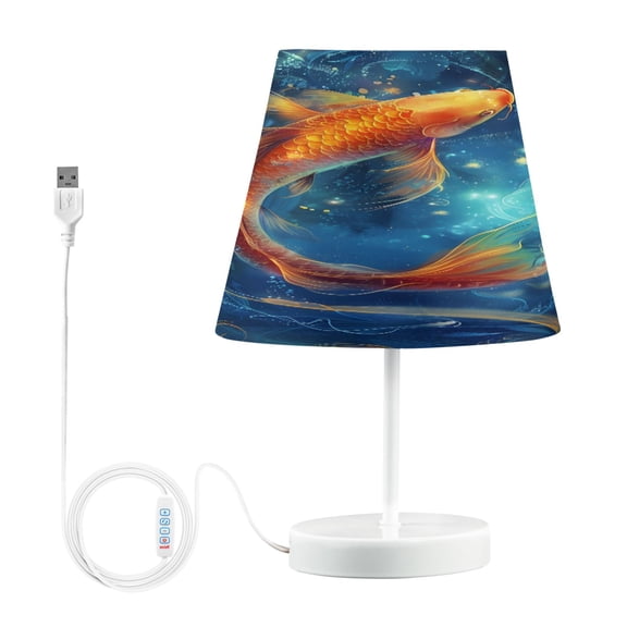 LED Desk Lamp Koi Fish Swimming Table Nightstand Lamps with 3 Color Temperatures for Home Bedroom Living Room Decor 8x12