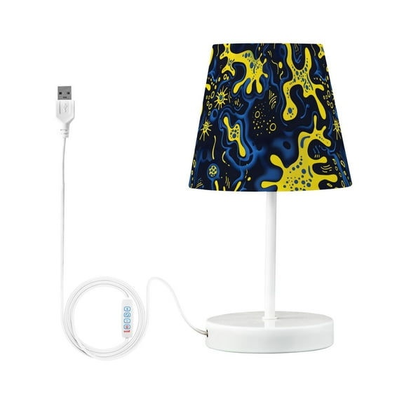 LED Desk Lamp Light Blue Yellow Splashes Table Nightstand Lamps with 3 Color Temperatures for Home Bedroom Living Room Decor 6x11