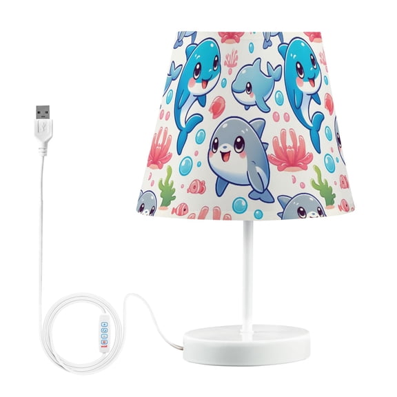 LED Desk Lamp Lovely Dolphin and Coral Table Nightstand Lamps with 3 Color Temperatures for Home Bedroom Living Room Decor 8x12