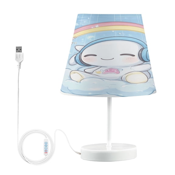 LED Desk Lamp Lovely Rabbit Rainbow Clouds Stars Table Nightstand Lamps with 3 Color Temperatures for Home Bedroom Living Room Decor 8x12