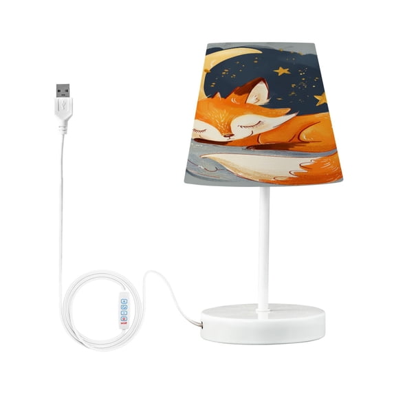 LED Desk Lamp Lovely Sleep Fox with Moon Table Nightstand Lamps with 3 Color Temperatures for Home Bedroom Living Room Decor 6x11
