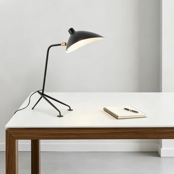 LED Desk Lamp, Modern Minimalist Metal Table Lamp with Iron Shade and Copper Body, Warm Ambient Lighting for Bedroom Office Study Living Room, 1-Pack