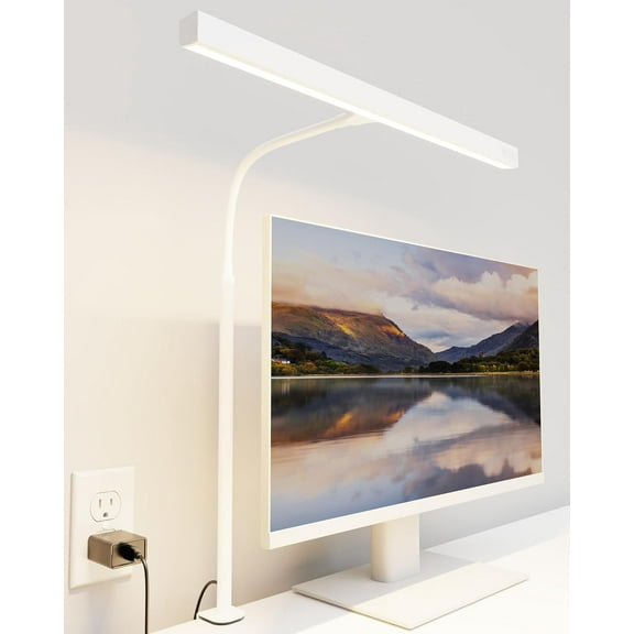 LED Desk Lamp for Home Office, Eye-Caring Desk Light with Base, 12W Touch Control 3 Colors Dimmable Brightness, Gooseneck Architect Lamp for Computer Monitor Reading Workbench