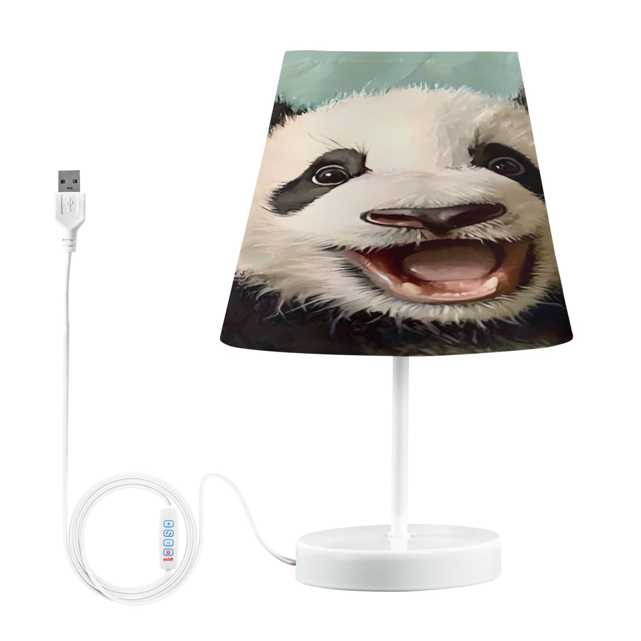 LED Desk Lamp Panda Oil Painting Table Nightstand Lamps with 3 Color Temperatures for Home Bedroom Living Room Decor 8x12