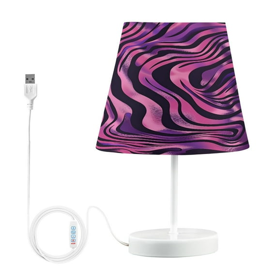 LED Desk Lamp Purple Zebra Stripes Table Nightstand Lamps with 3 Color Temperatures for Home Bedroom Living Room Decor 8x12