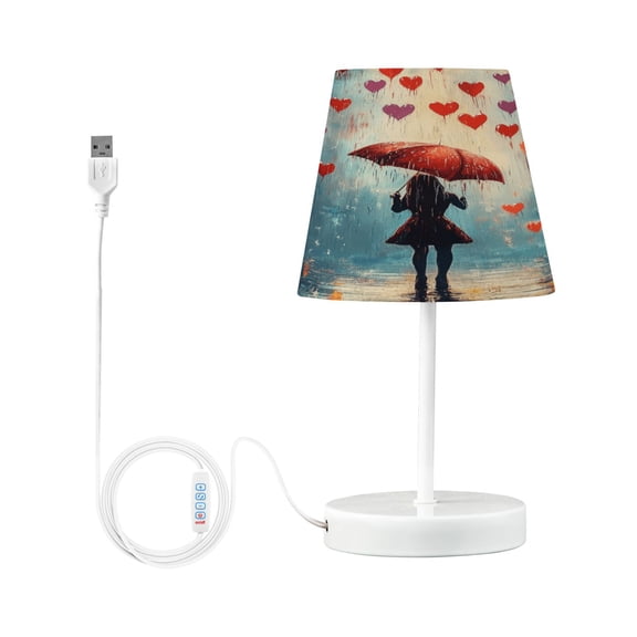 LED Desk Lamp Raining Love Hearts Table Nightstand Lamps with 3 Color Temperatures for Home Bedroom Living Room Decor 6x11