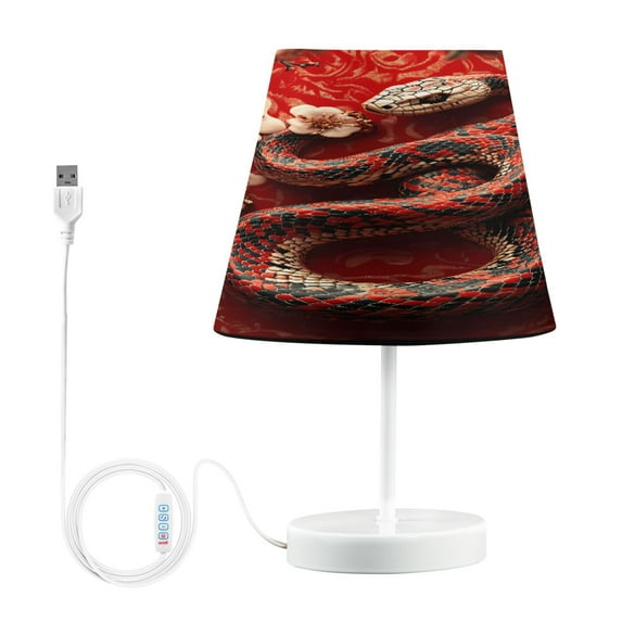 LED Desk Lamp Red Snake Lanterns Plum Blossoms Table Nightstand Lamps with 3 Color Temperatures for Home Bedroom Living Room Decor 8x12