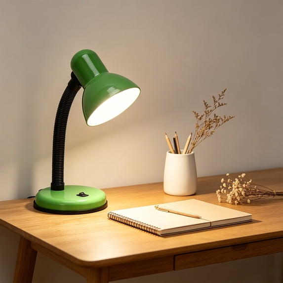 LED Desk Lamp with Replaceable Bulb, 5-Watt Eye Protection Reading Light, Adjustable Gooseneck Table Lamp for Study and Dorm, 3 Color Temperature Modes, Plug-in, Plastic