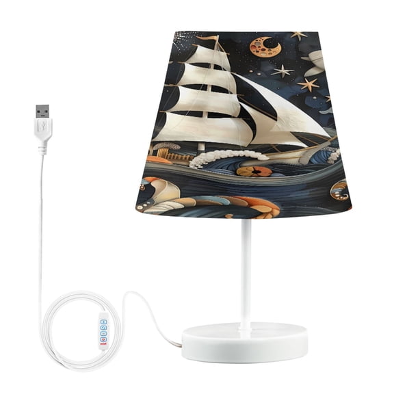 LED Desk Lamp Ship Lighthouse Whale Table Nightstand Lamps with 3 Color Temperatures for Home Bedroom Living Room Decor 8x12