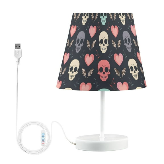 LED Desk Lamp Skull Head and Leaf Table Nightstand Lamps with 3 Color Temperatures for Home Bedroom Living Room Decor 8x12