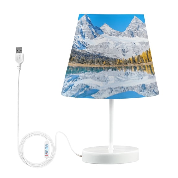 LED Desk Lamp Snow-capped Mountains Reflecting in Lake Table Nightstand Lamps with 3 Color Temperatures for Home Bedroom Living Room Decor 8x12