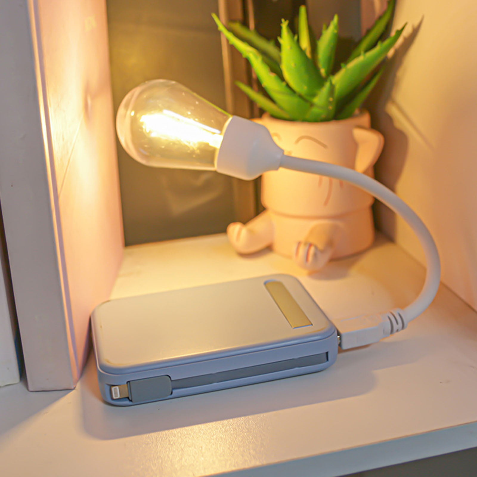 LED Desk Lamp for Students, Rechargeable Folding Night Light, 360° Adjustable, USB Powered, Eye-Care, 27cm/10.63in, White, Portable for Dorm & Study, Environmental Friendly