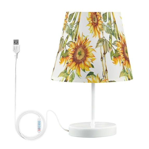 LED Desk Lamp Sunflower and Bamboo Table Nightstand Lamps with 3 Color Temperatures for Home Bedroom Living Room Decor 8x12