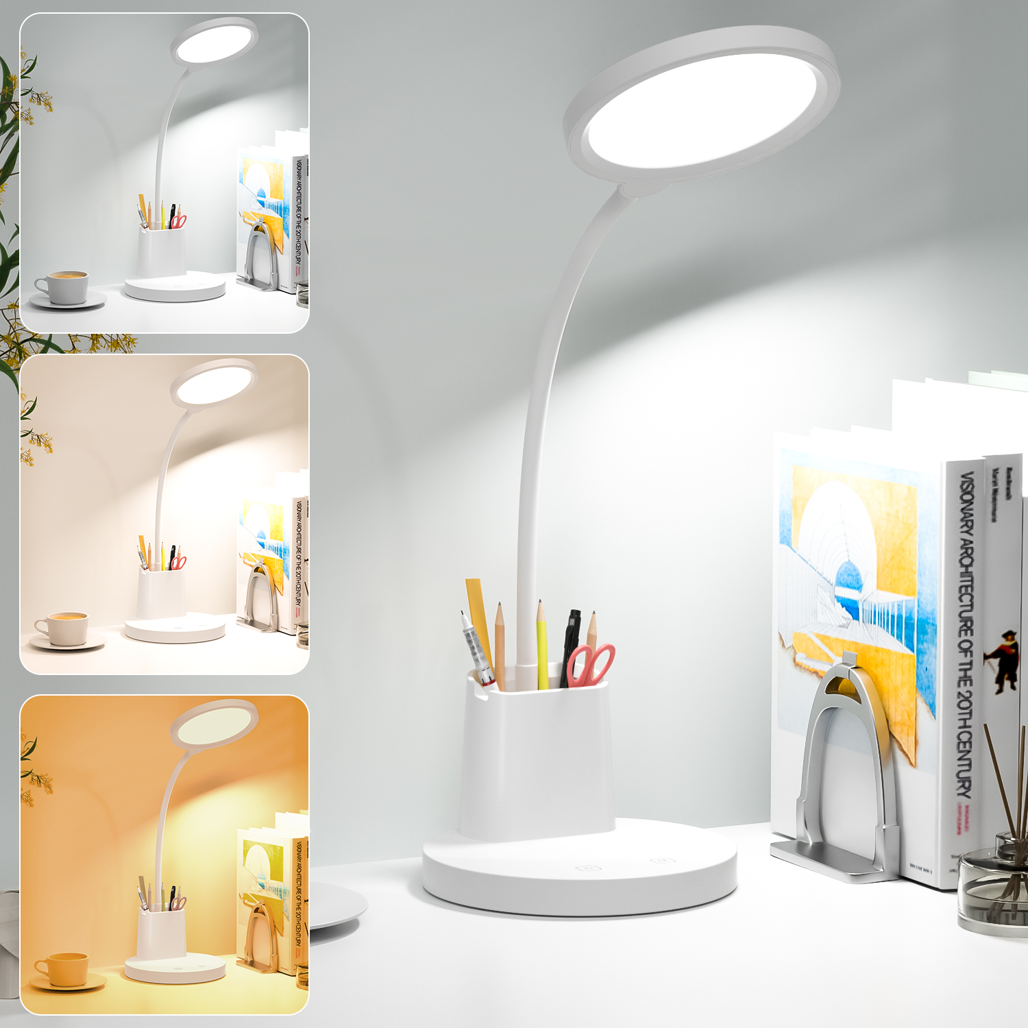 AUKEY Table Lamp, Touch Sensor Bedside Lamp with Color Changing RGB