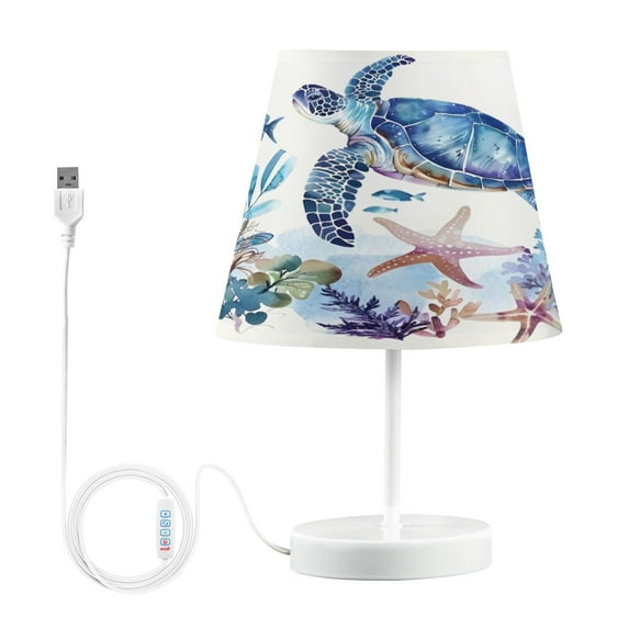 LED Desk Lamp Turtle Fish Starfish Seaweed Table Nightstand Lamps with 3 Color Temperatures for Home Bedroom Living Room Decor 8x12