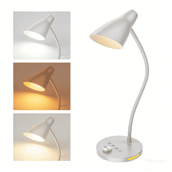 LED Desk Lamp with USB Charging Port, Dimmable Eye-Care Reading Light with 5 Color Modes & Night Light, Flexible Gooseneck Table Lamp for Home Office Dorm Study