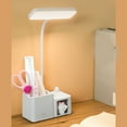 thumbnail image 1 of LED Desk Lamp USB Rechargeable with Phone Stand Pen Holder, Eye Caring Study Light 3 Color Modes 9 Brightness Flexible Gooseneck Table Lamp for Home Office College Dorm, 1 of 9