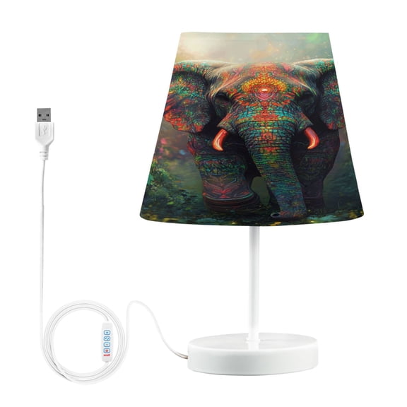 LED Desk Lamp Vibrant Elephant in Forest Table Nightstand Lamps with 3 Color Temperatures for Home Bedroom Living Room Decor 8x12