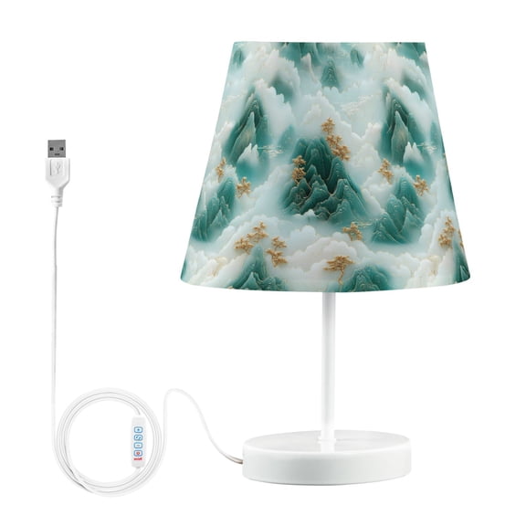 LED Desk Lamp White Clouds Green Mountains Table Nightstand Lamps with 3 Color Temperatures for Home Bedroom Living Room Decor 8x12