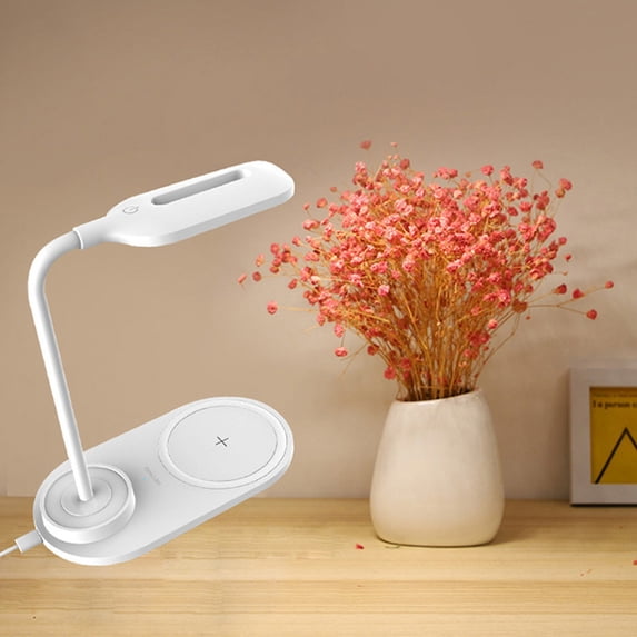 LED Desk Lamp with Wireless Charger - Dimmable 3-Color Eye Care Reading Light - Flexible Gooseneck Study Lamp with USB Port for Home Office, Bedroom, College Dorm - Touch Control