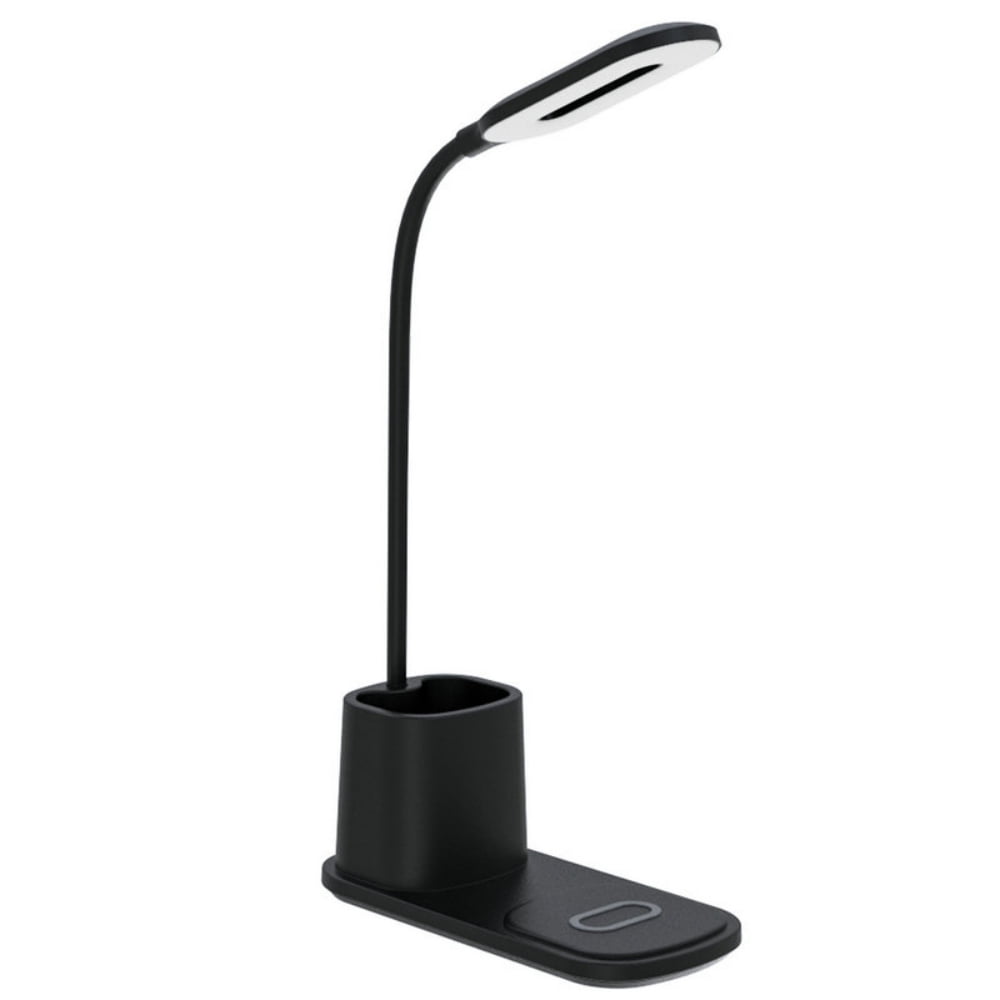 LED Desk Lamp with Wireless Charger, USB Charging Port, Table Lamp with 3 Lighting Modes, Touch Control, Auto-Off Timer, Dimmable Eye-Caring Desk Light with Adapter, Black