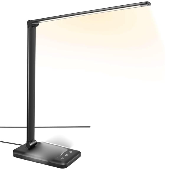 LED Desk Lamp with Wireless Charger, USB Port, 50 Lighting Options, Touch Control, Eye Caring Reading Light, Auto Timer, Foldable Design, Perfect for Home Office, Black