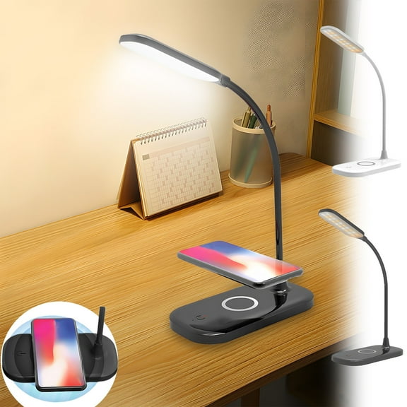 LED Desk Lamp with Wireless Charging under $5! Yannianjz LED Desk Lamp with Wireless Charger, Eye Protection Table Lamp, 3 Color Modes Adjustable, USB Powered Study Lamp, Office Desk Light
